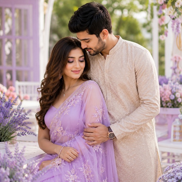 Lavender saree for a Modern Dreamy Theme