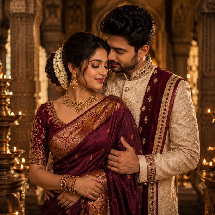 Wine and Maroon saree for Traditional Elegance